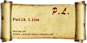 Petik Lina névjegykártya
